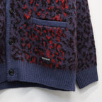 LEOPARD MOHAIR CARDIGAN #NAVY [25FW-WMK-KN08]