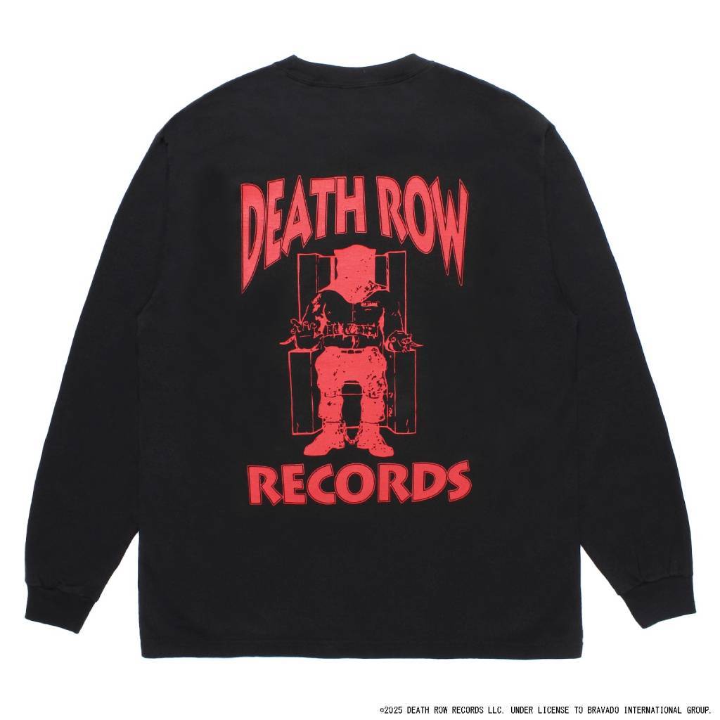 DEATH ROW RECORDS | WASHED HEAVY WEIGHT CREW NECK LONG SLEEVE T-SHIRT #BLACK [DEATHROW-WM-LT01]