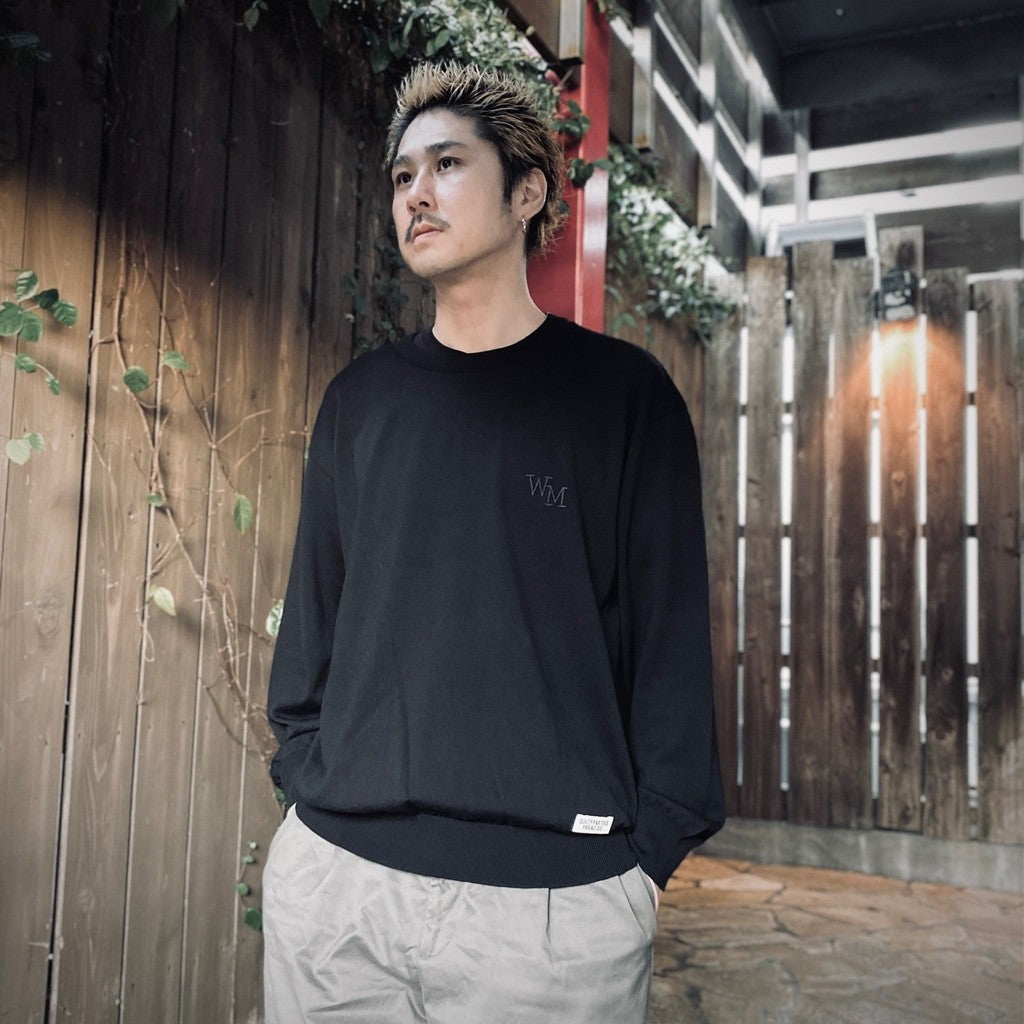 棉質針織圓領毛衣（2 型）#黑色 [25SSE-WMK-KN02]