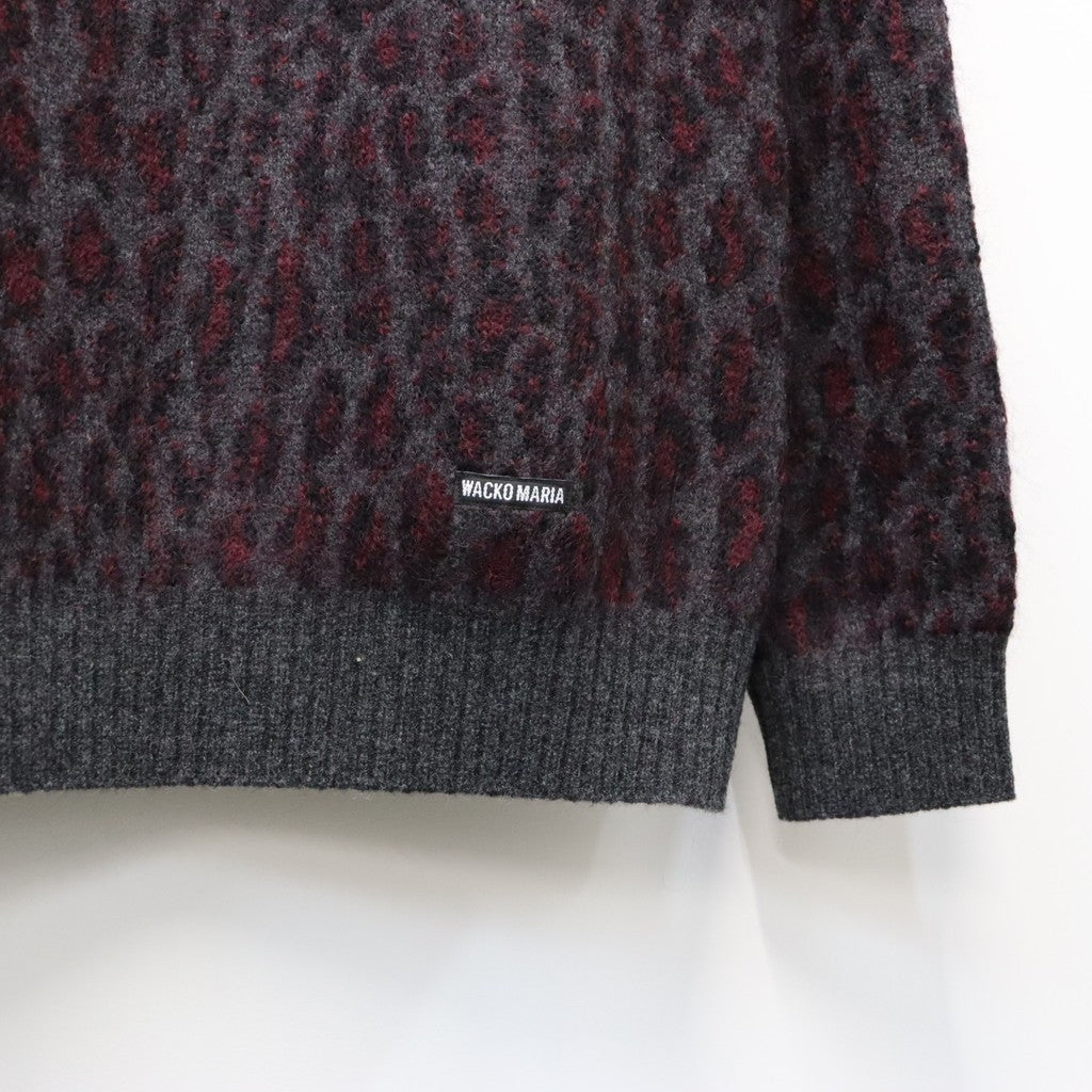 LEOPARD MOHAIR JACQUARD CREW NECK SWEATER #CHARCOAL [26FW-WMK-KN16]