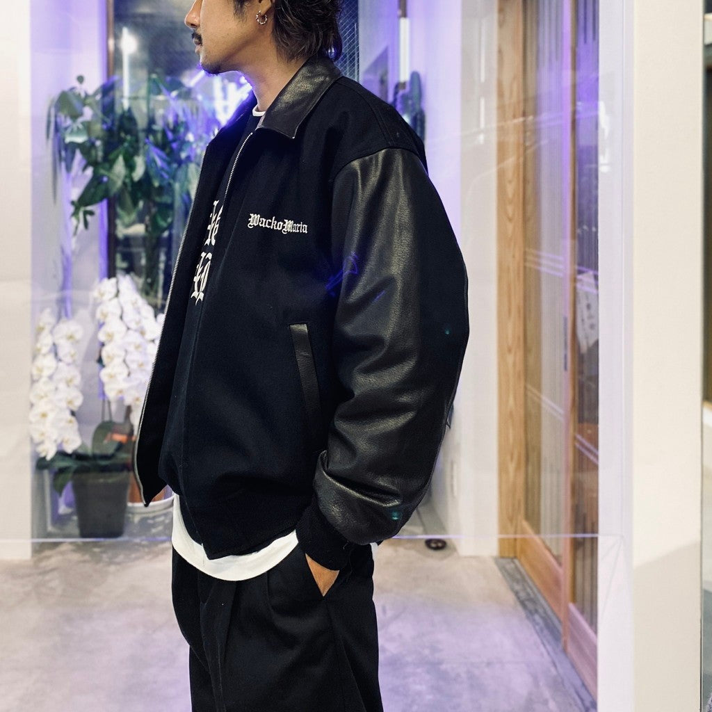 LEATHER VARSITY JACKET ( TYPE-1 ) #BLACK [25FW-WMO-BL12