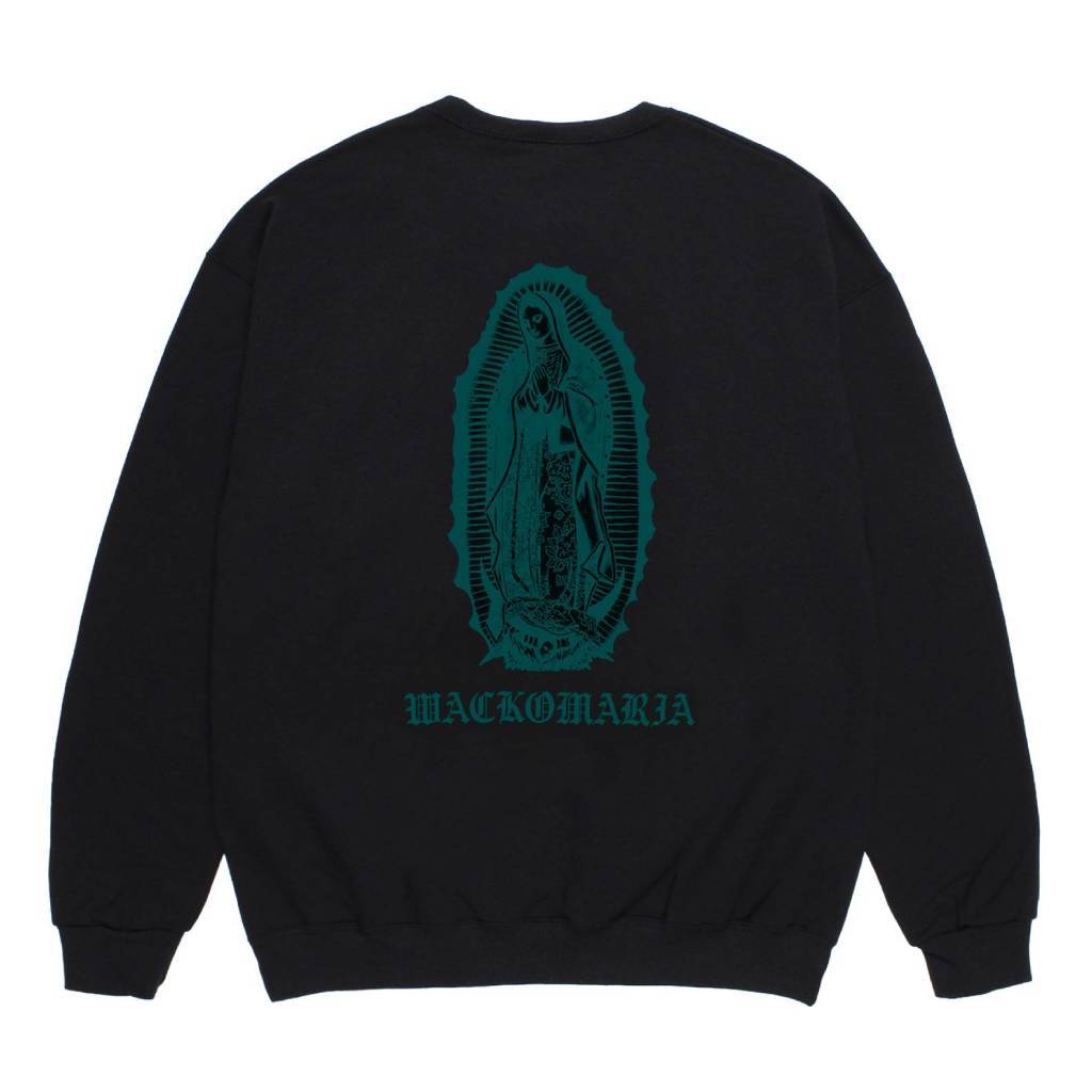 CREW NECK SWEAT SHIRT ( TYPE-2 ) #BLACK/GREEN [26SSE-WMC-SS07]