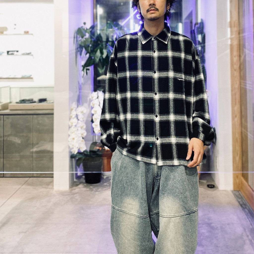 格紋長袖襯衫 #黑色 [FW25-S01]