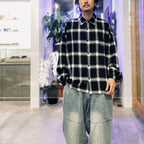 格紋長袖襯衫 #黑色 [FW25-S01]