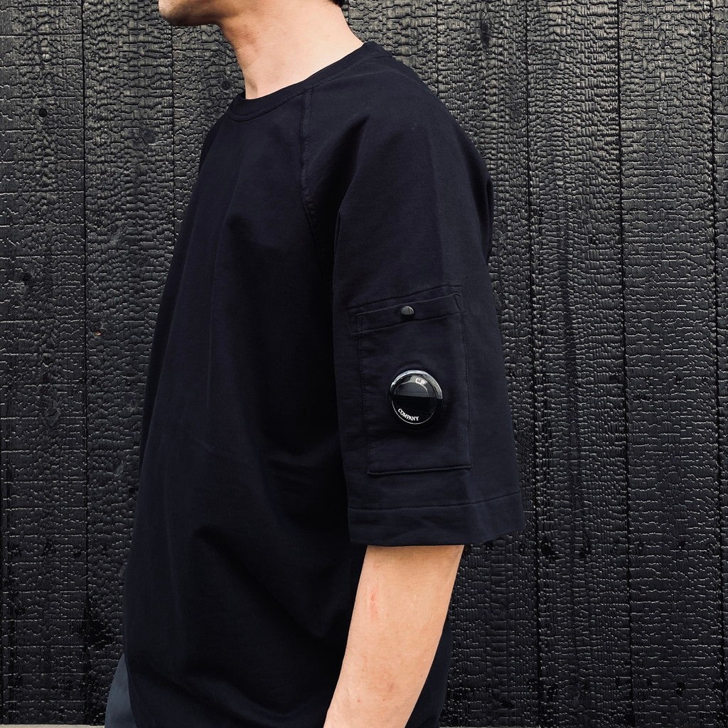 LIGHT FLEECE SHORT SLEEVE SWEATSHIRT #BLACK 999 [20CMSS034A-002246G]