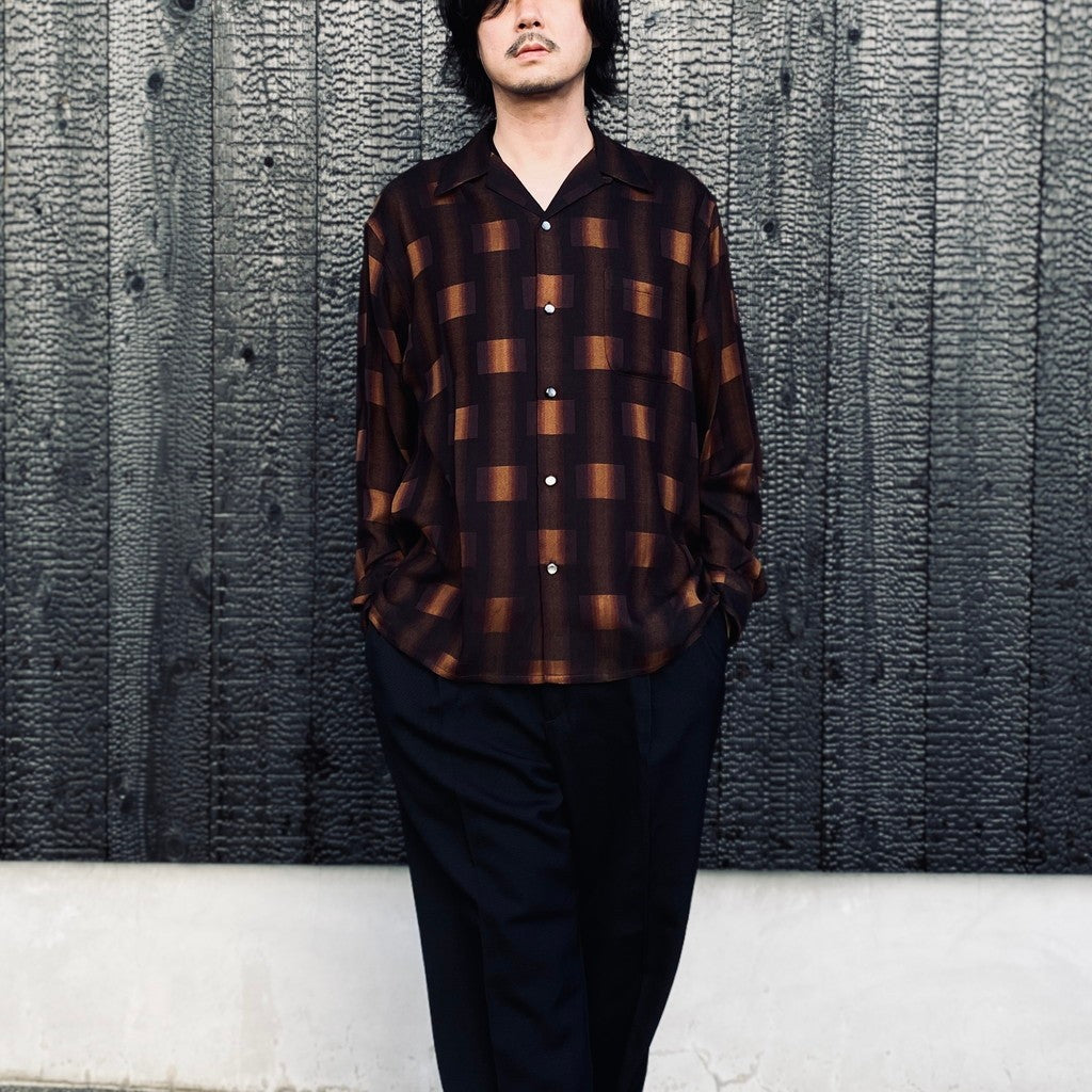 OMBRE CHECK OPEN COLLAR SHIRT L/S ( TYPE-1 ) #BROWN [26FW-WMS-OC01]