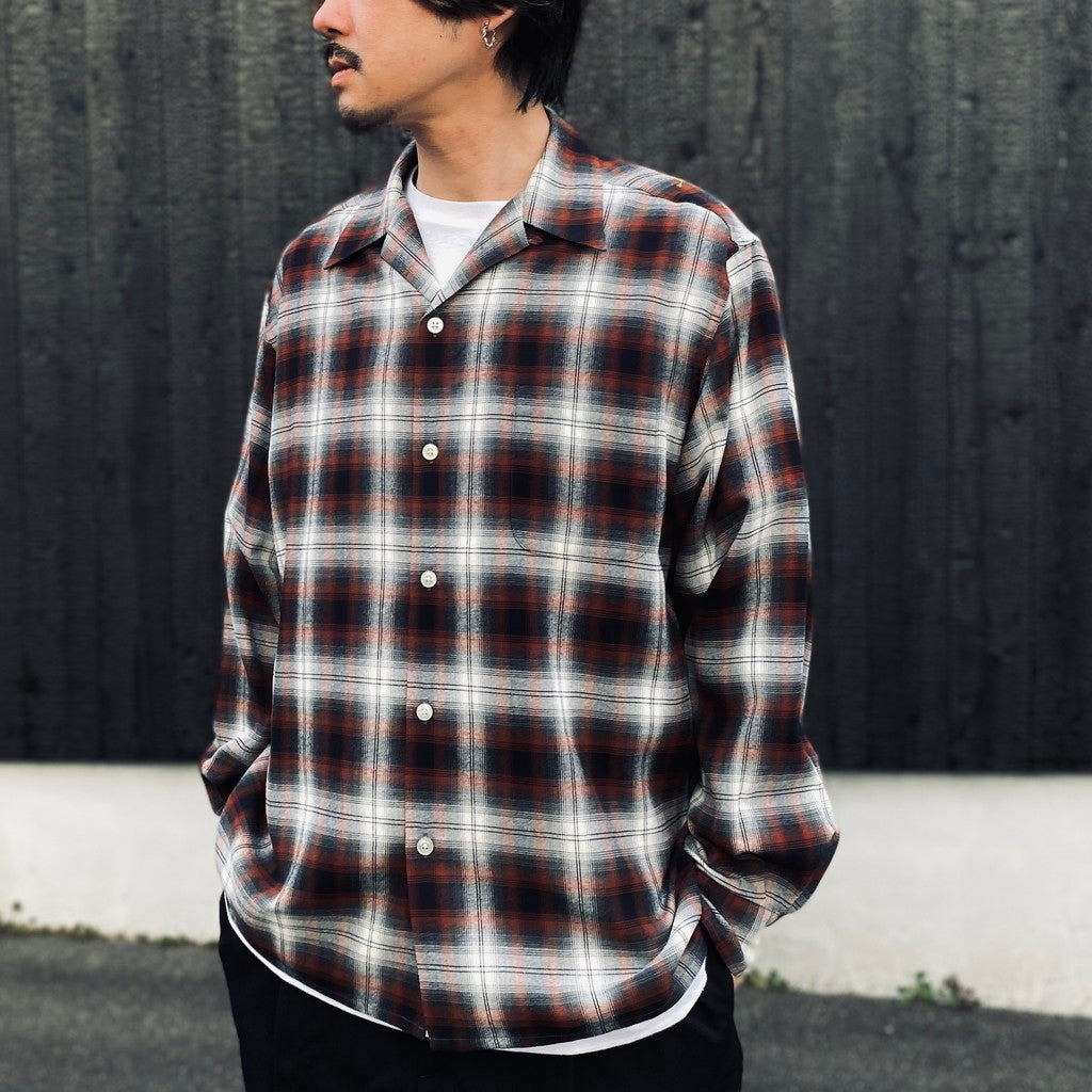 OMBRE CHECK OPEN COLLAR SHIRT L/S ( TYPE-1 ) #BROWN [26SS-WMS-OC11