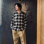OMBRE CHECK OPEN COLLAR SHIRT L/S ( TYPE-1 ) #KHAKI [25FW-WMS-OC05]