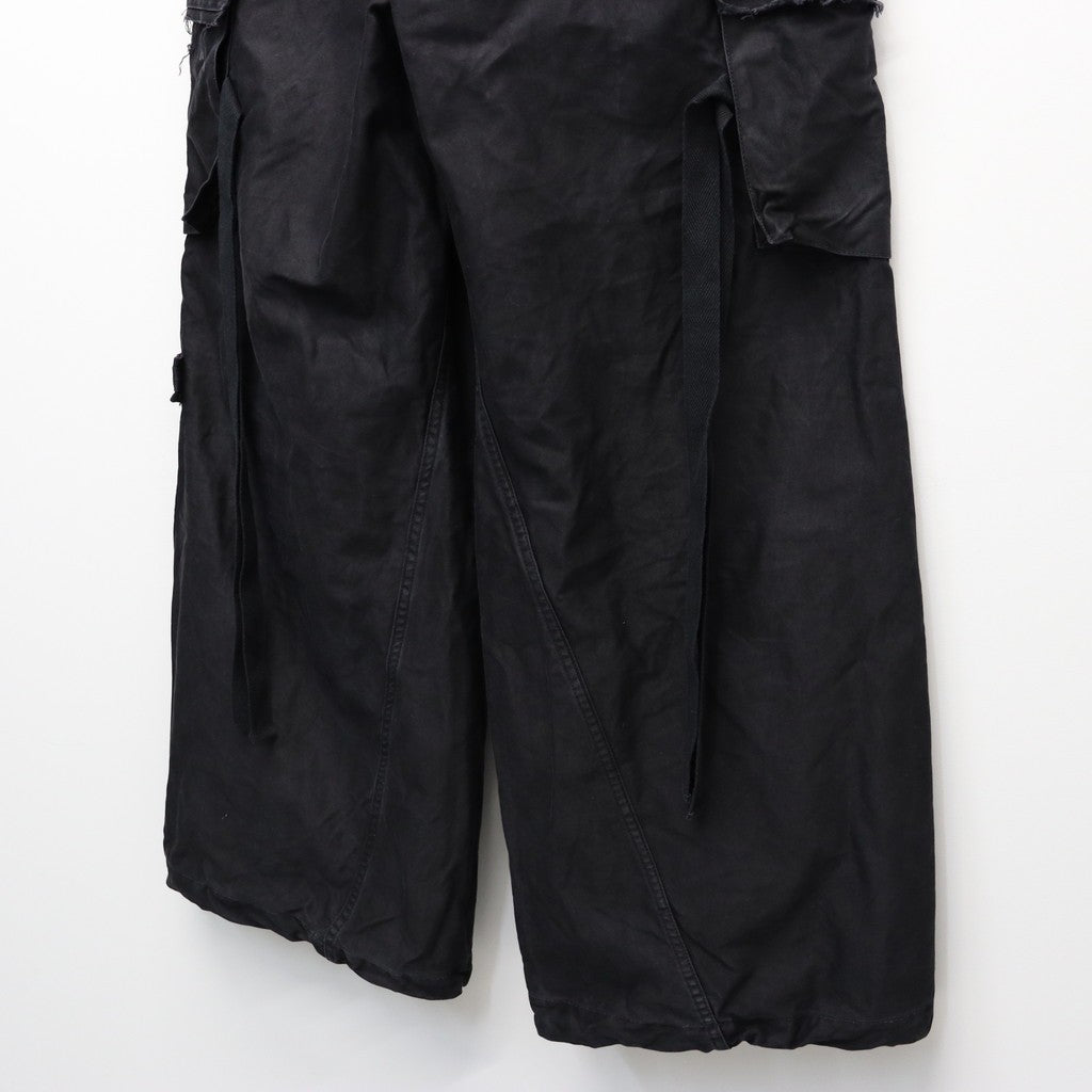 Slash Seam Twist Cargo Pants (PIGMENT DYED MOLESKIN) #BLACK [M-P2-PT13]