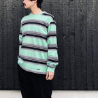 STRIPED CREW NECK LONG SLEEVE T-SHIRT ( TYPE-3 ) #GREEN [26SSE-WMT-LT03]