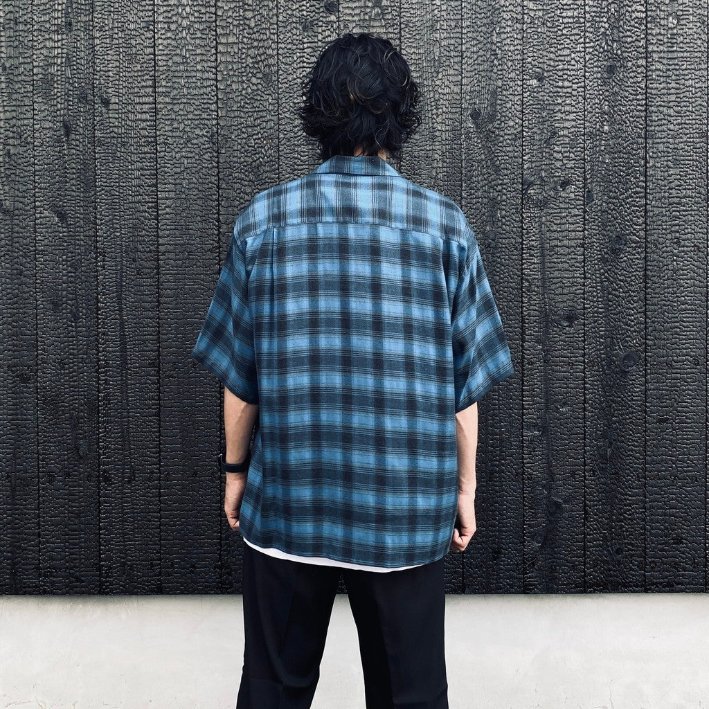 OMBRE CHECK OPEN COLLAR SHIRT S/S ( TYPE-3 ) #BLUE [26SS-WMS-OC14]