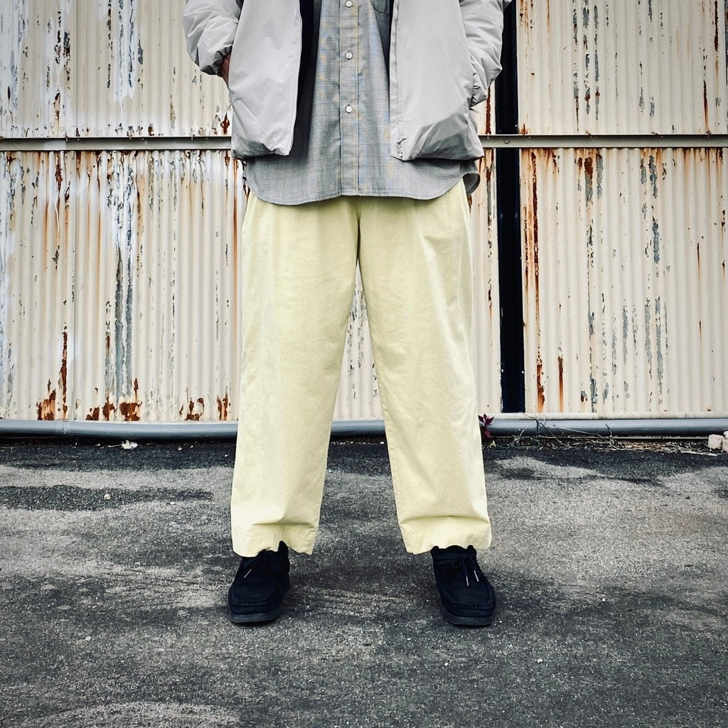 2TUCK WIDE CUT&SEW PANTS #L-YELLOW [AY-1027]