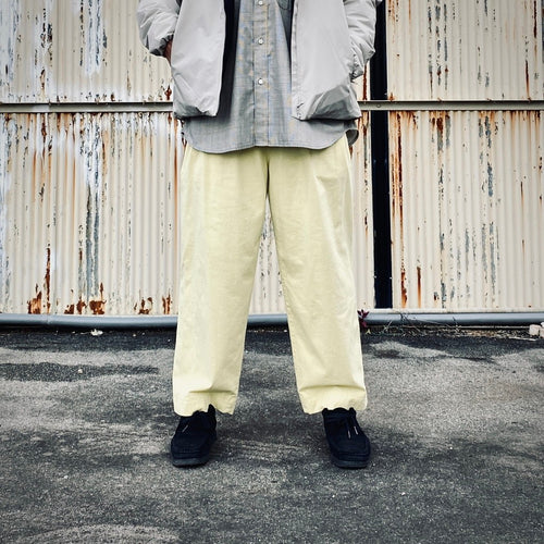 2TUCK WIDE CUT&SEW PANTS #L-YELLOW [AY-1027]