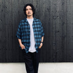 OMBRE CHECK OPEN COLLAR SHIRT S/S ( TYPE-3 ) #BLUE [26SS-WMS-OC14]