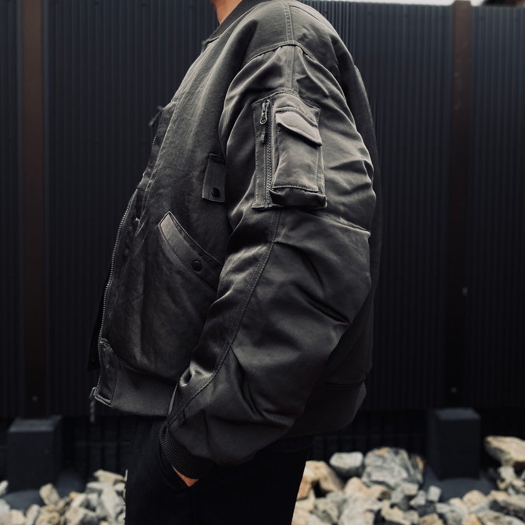 TECH REVERSIBLE MA-1 DOWN JACKET #CHARCOAL x OLIVE [BW-40026W]