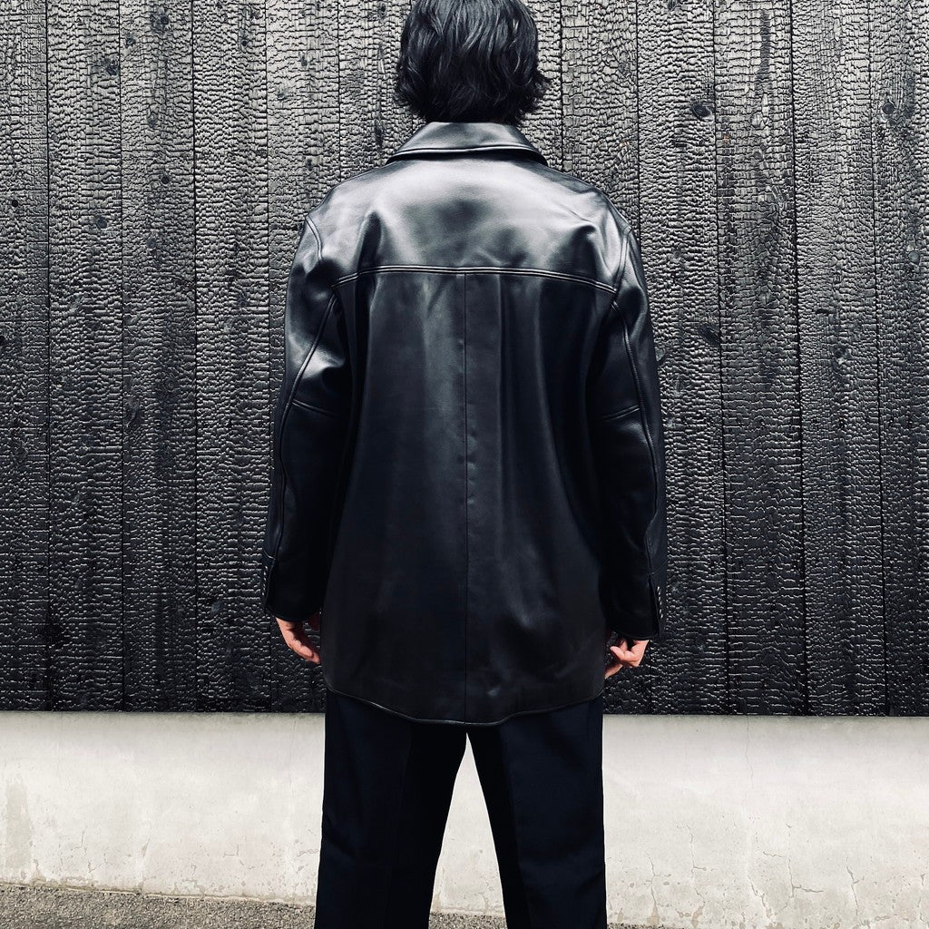 LEATHER COAT ( TYPE-2 ) #BLACK [26FWE-WMO-CO02]