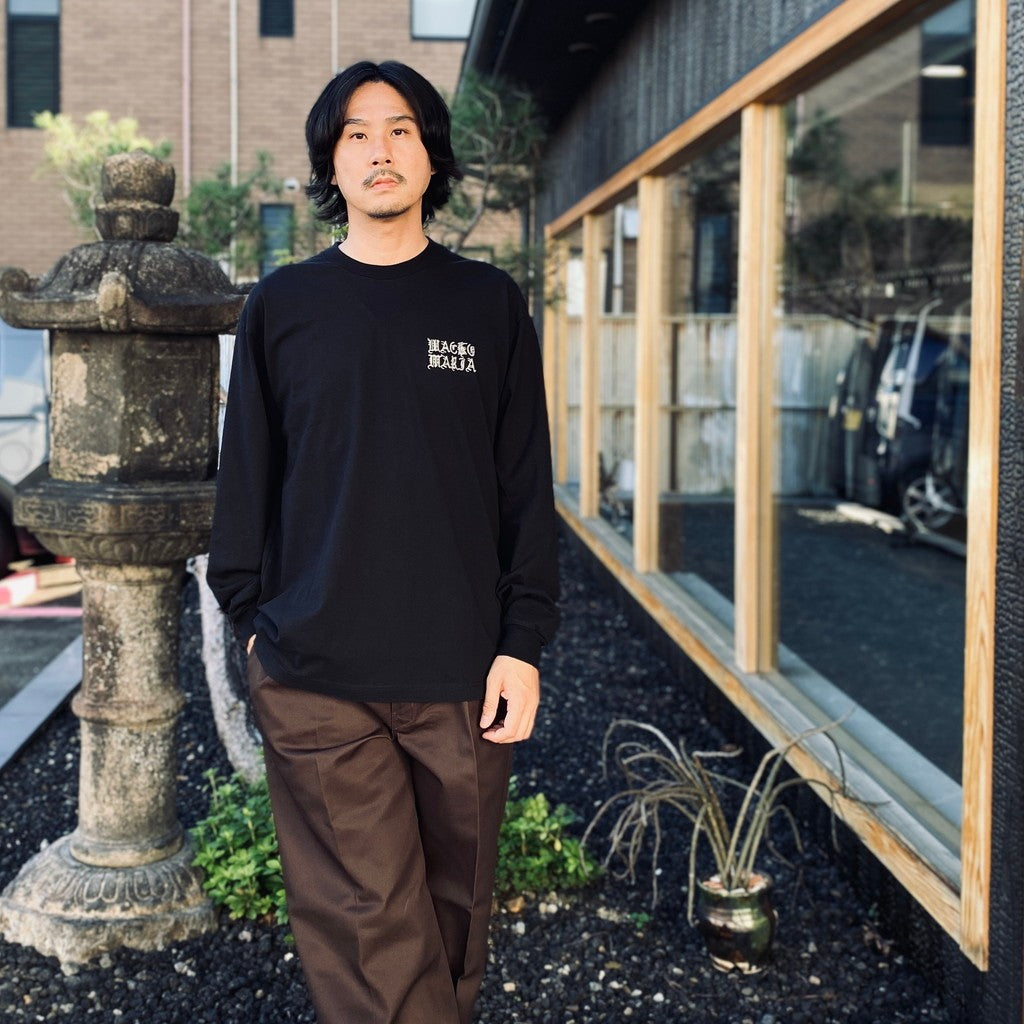 WASHED HEAVY WEIGHT CREW NECK LONG SLEEVE T-SHIRT ( TYPE-2 ) #BLACK [26FW-WMT-LT02]