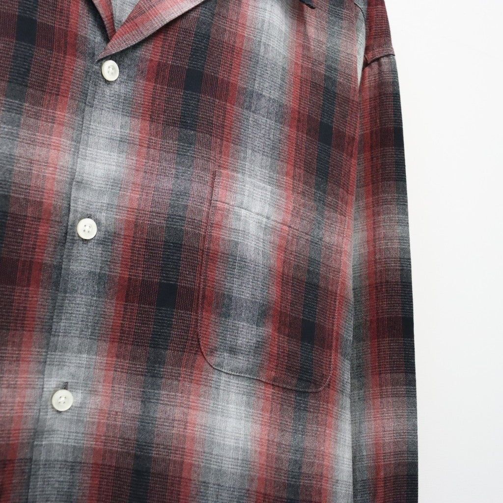 OMBRE CHECK OPEN COLLAR SHIRT L/S ( TYPE-1 ) #RED [26FWE-WMS-OC01]