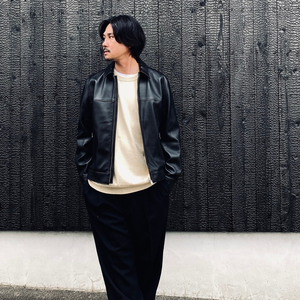 SINGLE RIDERS LEATHER JACKET ( TYPE-2 ) #BLACK [26FWE-WMO-BL04]