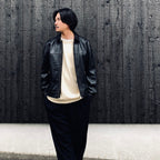 SINGLE RIDERS LEATHER JACKET ( TYPE-2 ) #BLACK [26FWE-WMO-BL04]