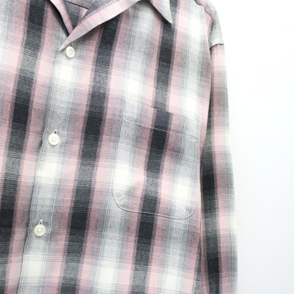 OMBRE CHECK OPEN COLLAR SHIRT L/S ( TYPE-2 ) #PINK [26FWE-WMS-OC02]