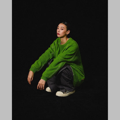 「8SE-03K」 Montage Splicing Knit Sweater #NEON [GOOPI-24AW-DEC-05]