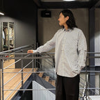 TECH REGULAR COLLAR SHIRT L/S STRIPE #WHITE / NAVY [BE-83024W]