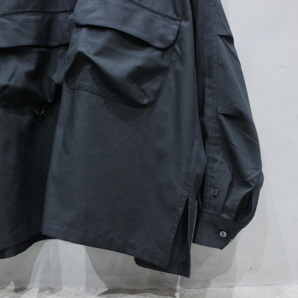 TECH SPORTS OPEN COLLAR SHIRT L/S #BLACK [BE-82025]