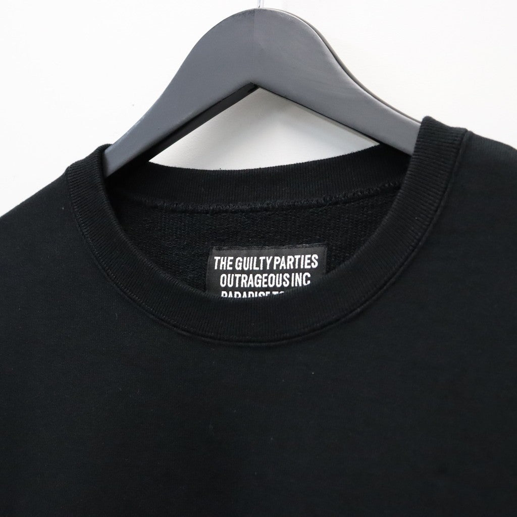 WASHED MIDDLE WEIGHT CREW NECK SWEAT SHIRT ( TYPE-2 ) #BLACK/WHITE [26FWE-WMC-SS04]