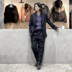 SINGLE BREASTED JACKET ( TYPE-8 ) &amp; TROUSERS #BLACK/GRAY STRIPE [24FW-WMO-SU08 / 24FW-WMP-TR23]