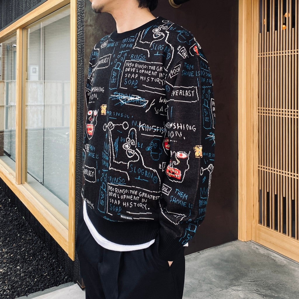 JEAN-MICHEL BASQUIAT | CREW NECK SWEATER ( TYPE-1 ) #ONE [BASQUIAT-WM-KN11]