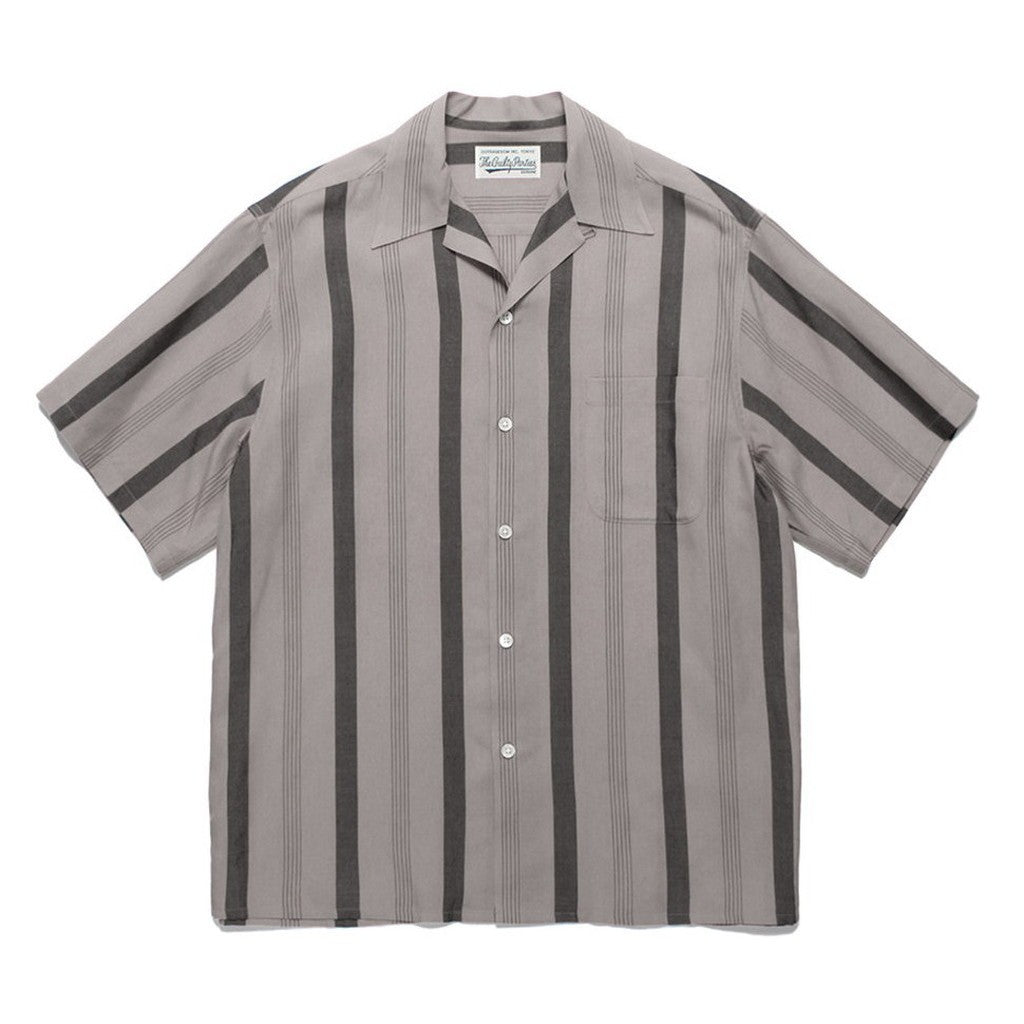 STRIPED OPEN COLLAR SHIRT S/S -TYPE 1- #GRAY [24SS-WMS-OC08]