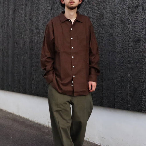 Micro Plaid Open Collar Shirt #Brown [SD26F-SH02]