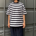 TECH DRAWSTRING BORDER S/S TEE #WHITE/NAVY [BE-36024]