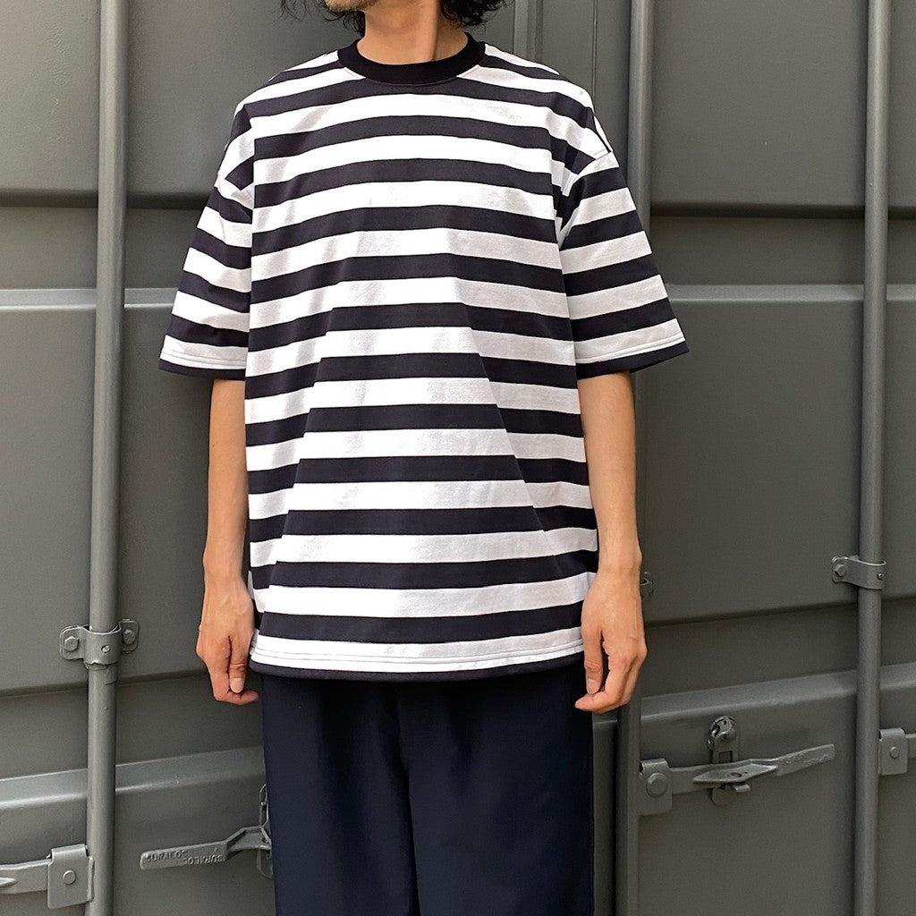 TECH DRAWSTRING BORDER S/S TEE #WHITE/NAVY [BE-36024]