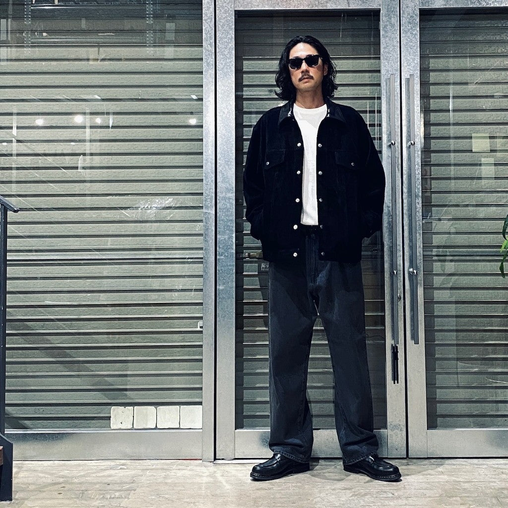 SUEDE LEATHER TRUCKER JACKET #BLACK [24FW-WMO-BL08]