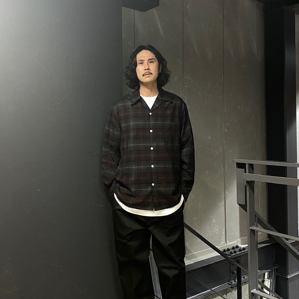 OMBRE CHECK OPEN COLLAR SHIRT L/S ( TYPE-3 ) #BROWN [24FW-WMS-OC03]