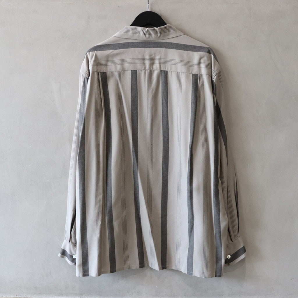條紋開領長袖襯衫 #灰色 [24FWE-WMS-OC01]