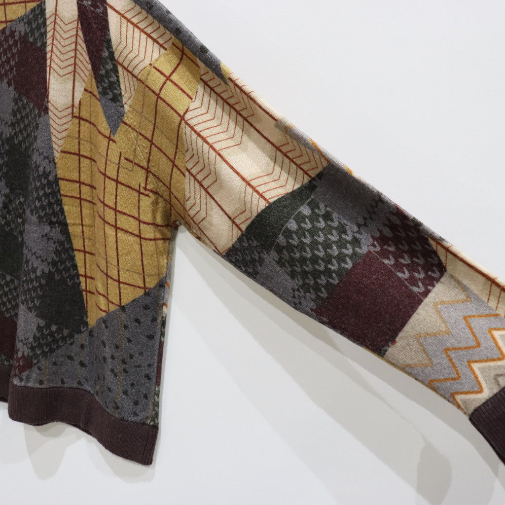 瘋狂圖案針織開襟衫#棕色 [SC2320-KN09]