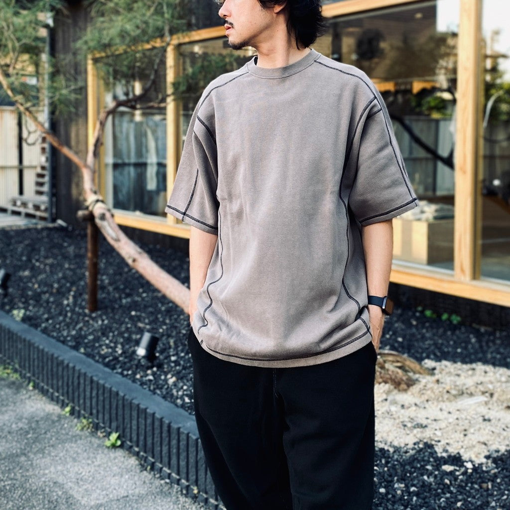 CREW NECK DBL KNIT SHORT SLEEVE #CHARCOAL [CES27CS16]