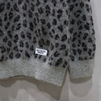 豹紋馬海毛圓領毛衣 #灰色 [24FW-WMK-KN11]