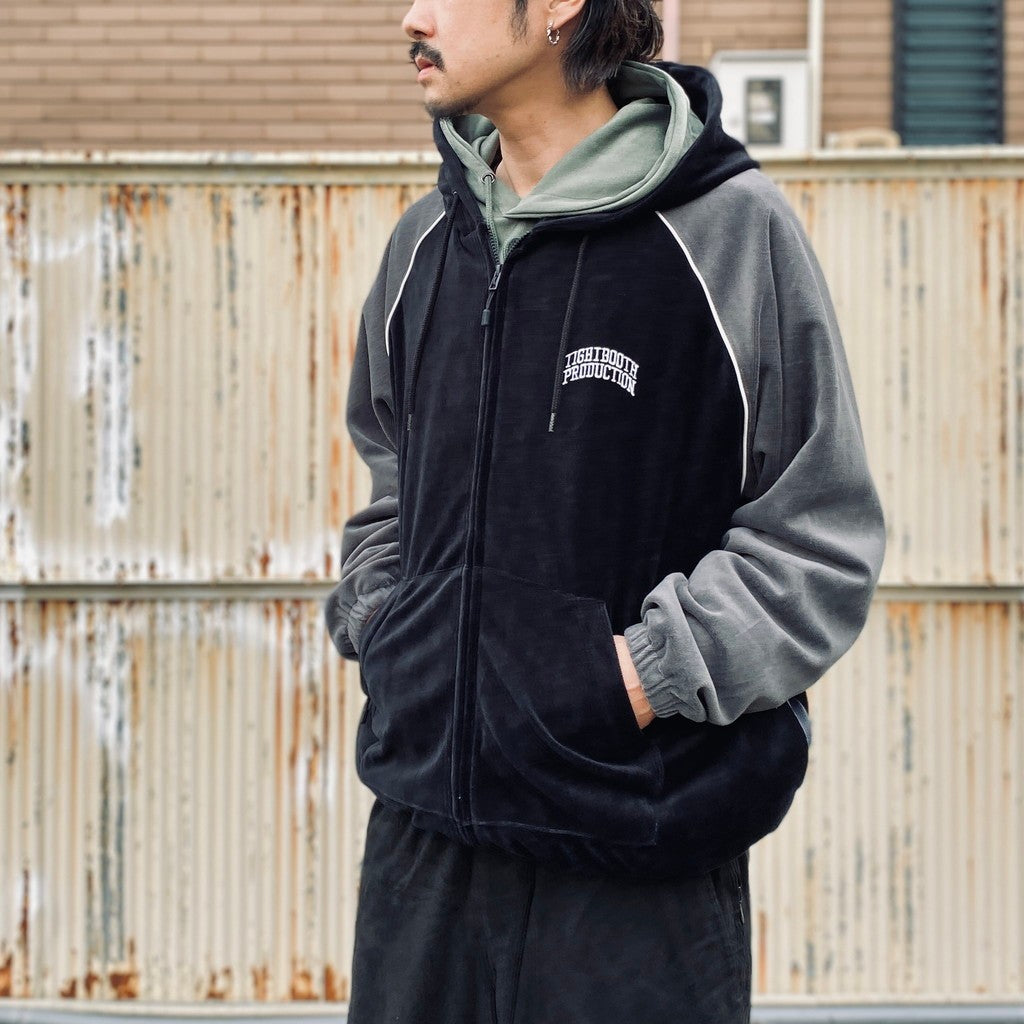 VELOUR PIPING HOODED JKT #Black [FW25-JK10]