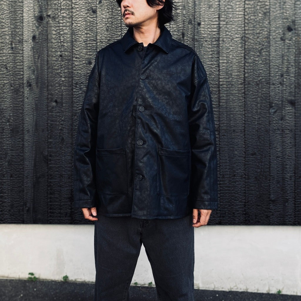 PLEATHER COAT #BLACK [LC8119]