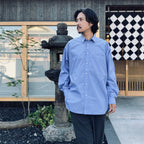 TECH REGULAR COLLAR SHIRT L/S SOLID #SAX [BE-84026W]