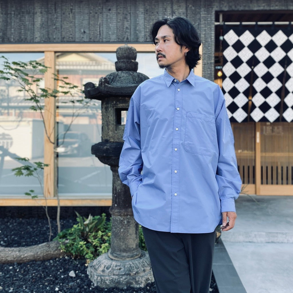 TECH REGULAR COLLAR SHIRT L/S SOLID #SAX [BE-84026W]