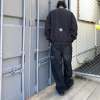 Embroidered Logo Switching Cotton Sweatshirt #BLACK [CCC-241C001]