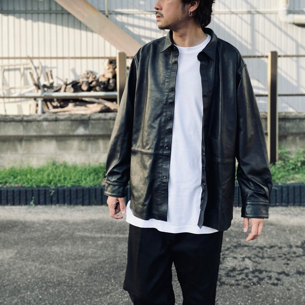 LEATHER SHIRT #GOAT SKIN SUEDE LEATHER [sn25f002]
