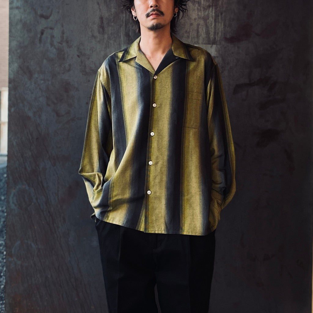 STRIPED OPEN COLLAR SHIRT L/S #YELLOW [25FW-WMS-OC07]_WACKO MARIA