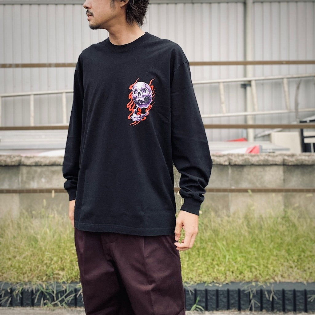 56 TATTOO STUDIO | WASHED HEAVY WEIGHT CREW NECK LONG SLEEVE T-SHIRT #BLACK [56TS-WM-LT04]