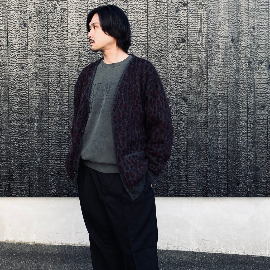 LEOPARD MOHAIR JACQUARD CARDIGAN #CHARCOAL [26FW-WMK-KN17]